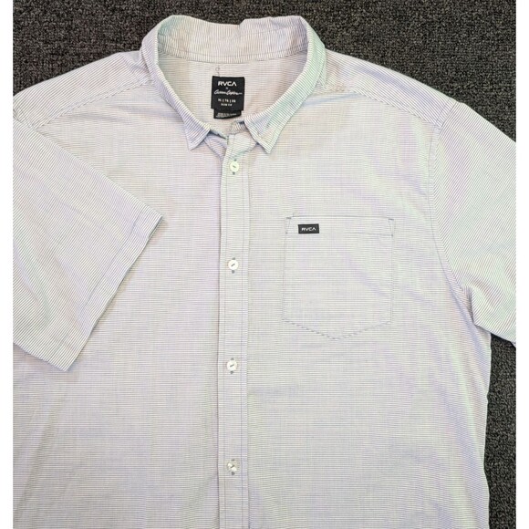 RVCA x Curren Caples Mens XL Stripe Button Down Up Shirt White Slim Fit - Picture 1 of 7